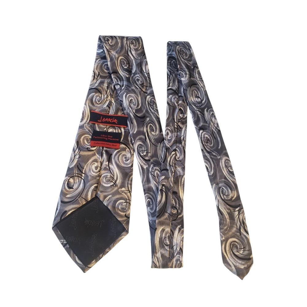 J Garcia 'Like the Twittering Machine' Mens Tie Necktie Gray Black Collection 55